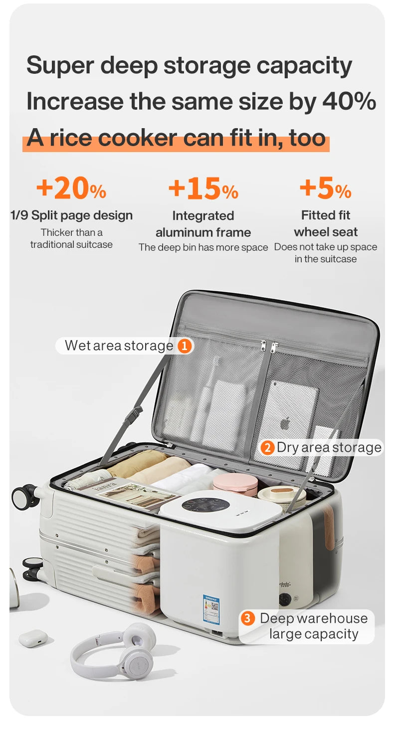 Mixi Aluminum Frame Carry-On Suitcase with USB Charging Port - 20/24 Inch Rolling Luggage