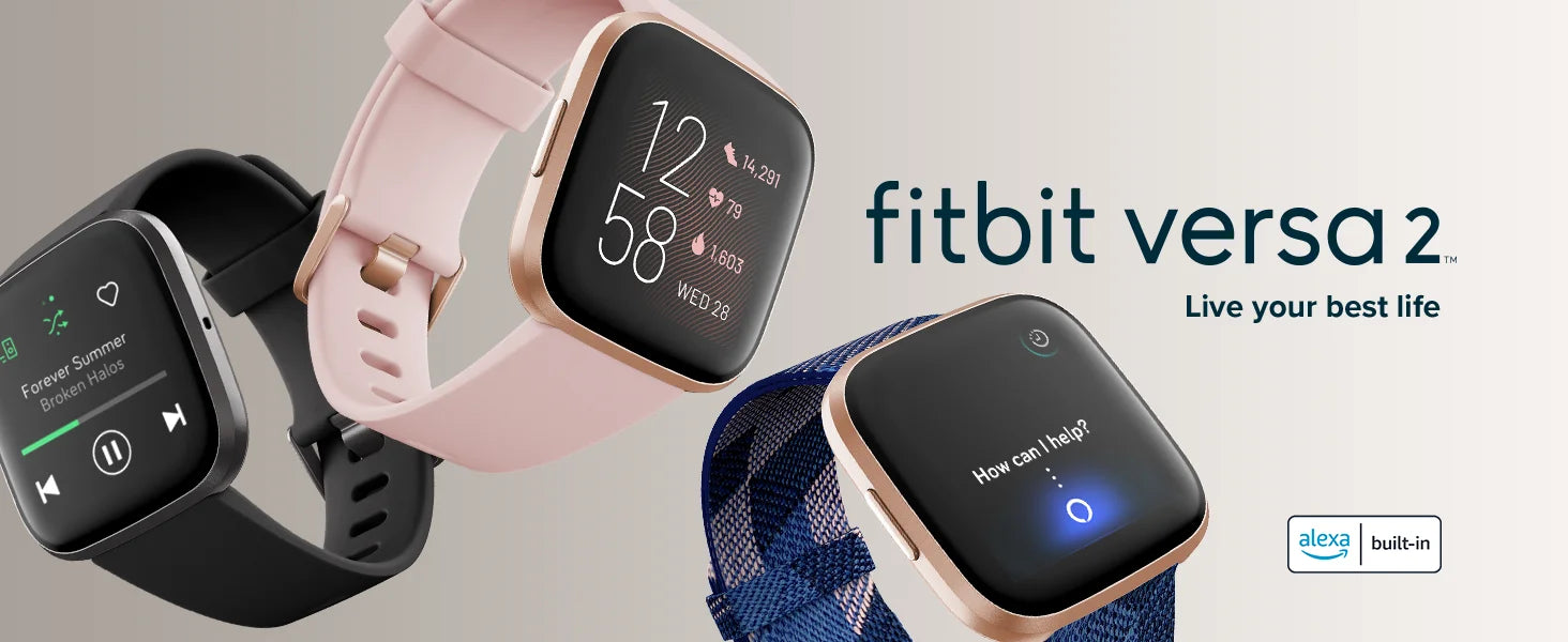 Fitbit Versa 2 Health and Fitness Smartwatch - Heart Rate Music Alexa Sleep Swim Tracking