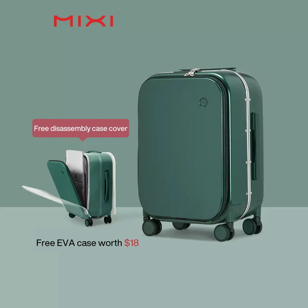 Mixi Aluminum Frame Carry-On Suitcase - 18/20/24 Inch Rolling Luggage with Hollow Wheel Design