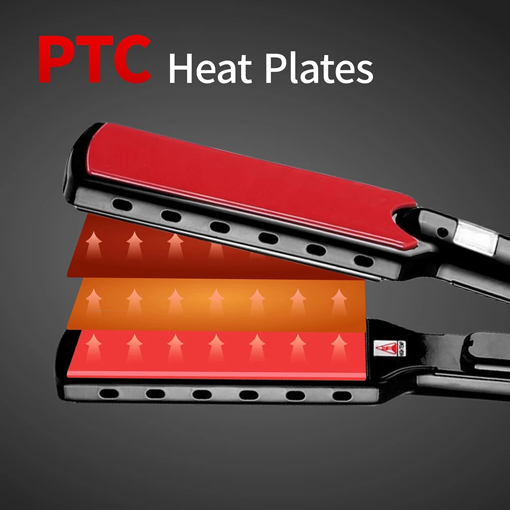 RUCHA Pro Hair Straightener - Titanium 480°F Wide Plate Flat Iron with PTC Treatment Technology
