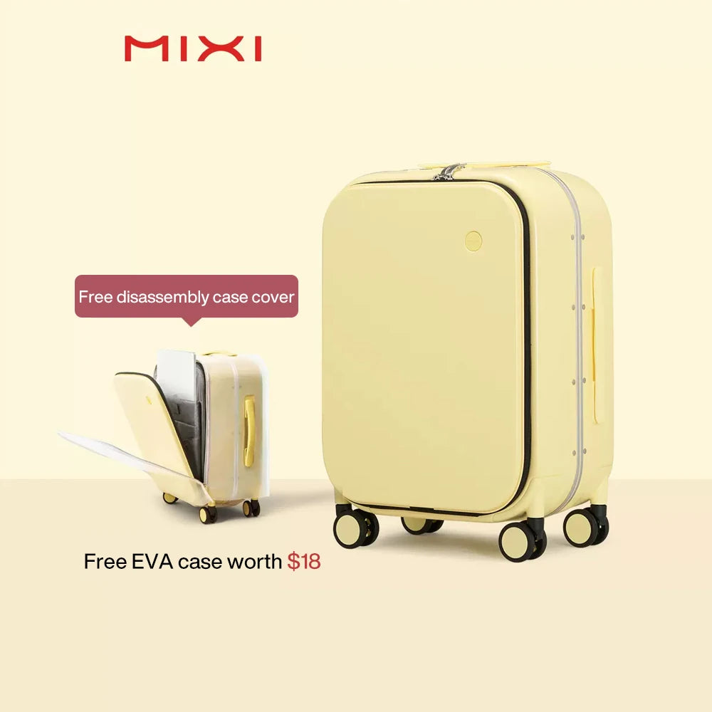 Mixi Aluminum Frame Carry-On Suitcase - 18/20/24 Inch Rolling Luggage with Hollow Wheel Design
