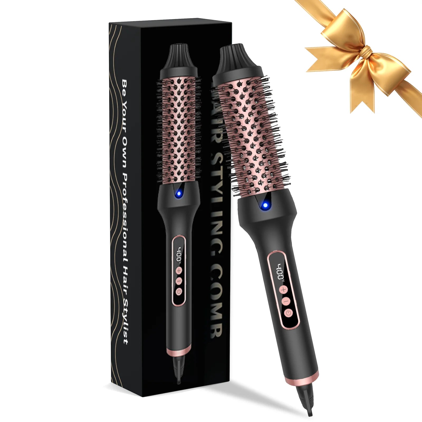 Heated Hair Curler Brush - 38mm Ceramic Ionic Electric Thermal Styling Comb