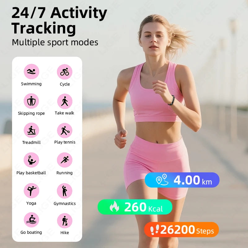 LIGE Sports Fitness Tracker Smart Bracelet Heart Rate Sleep Monitor Pedometer