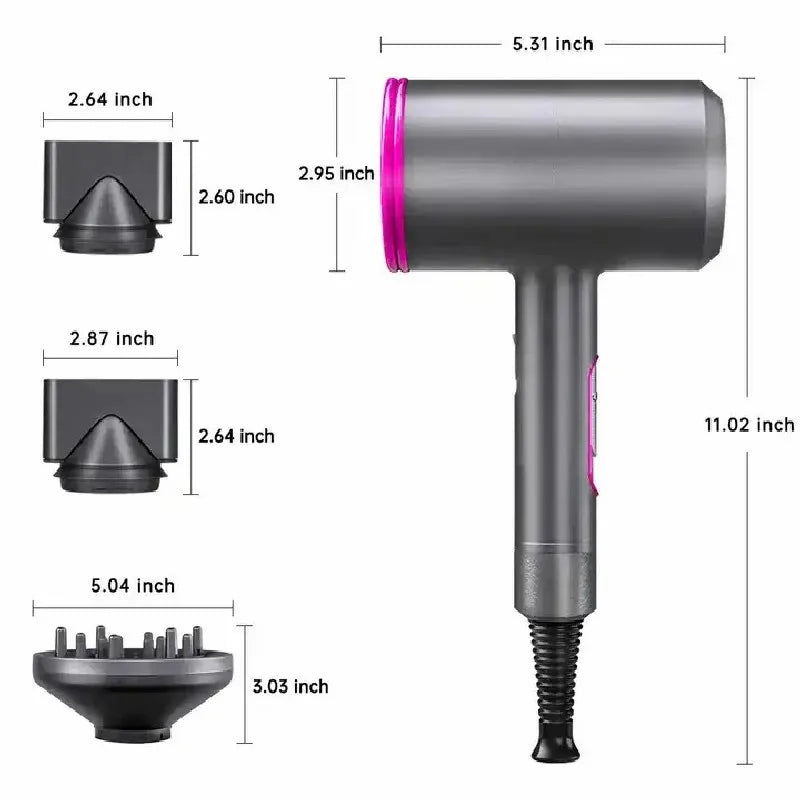 2000W Professional Hair Dryer - Hot & Cold Air with Diffuser & Negative Ion Technology