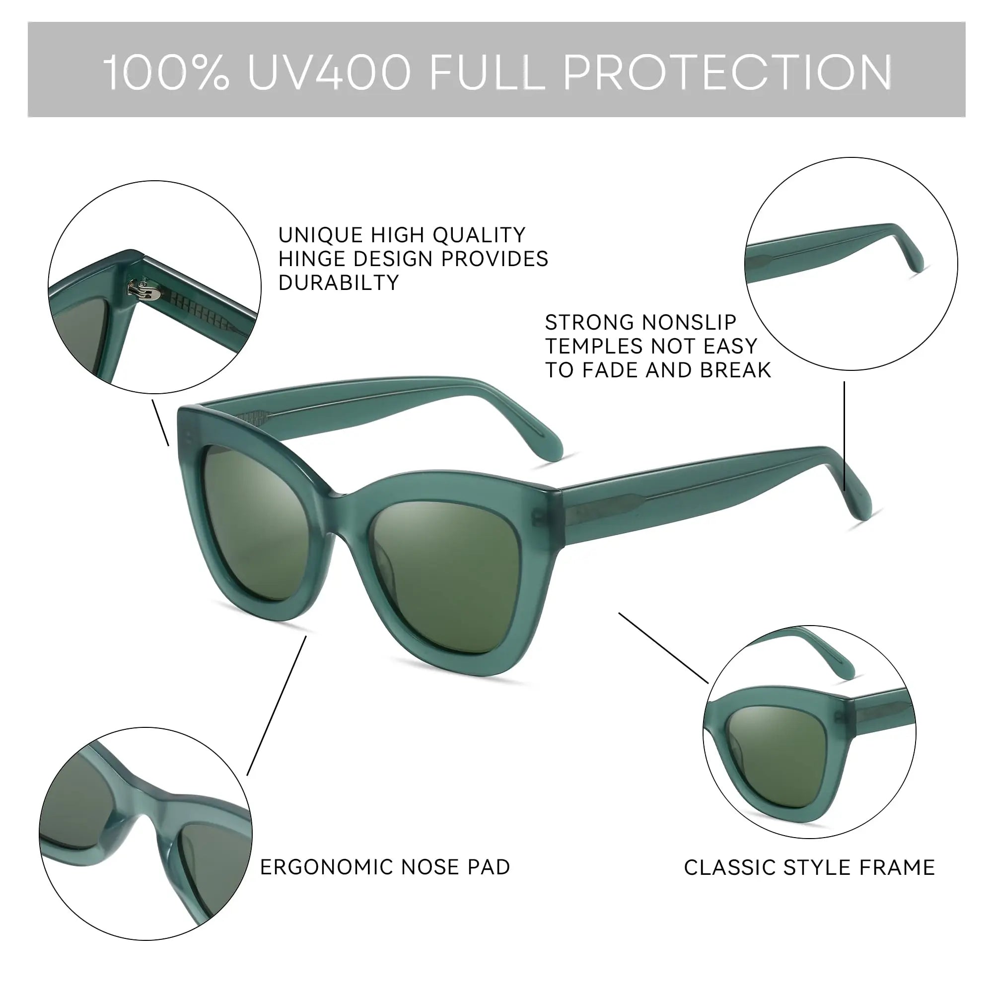 ZENOTTIC Trendy Polarized Retro Cat eye Sunglasses