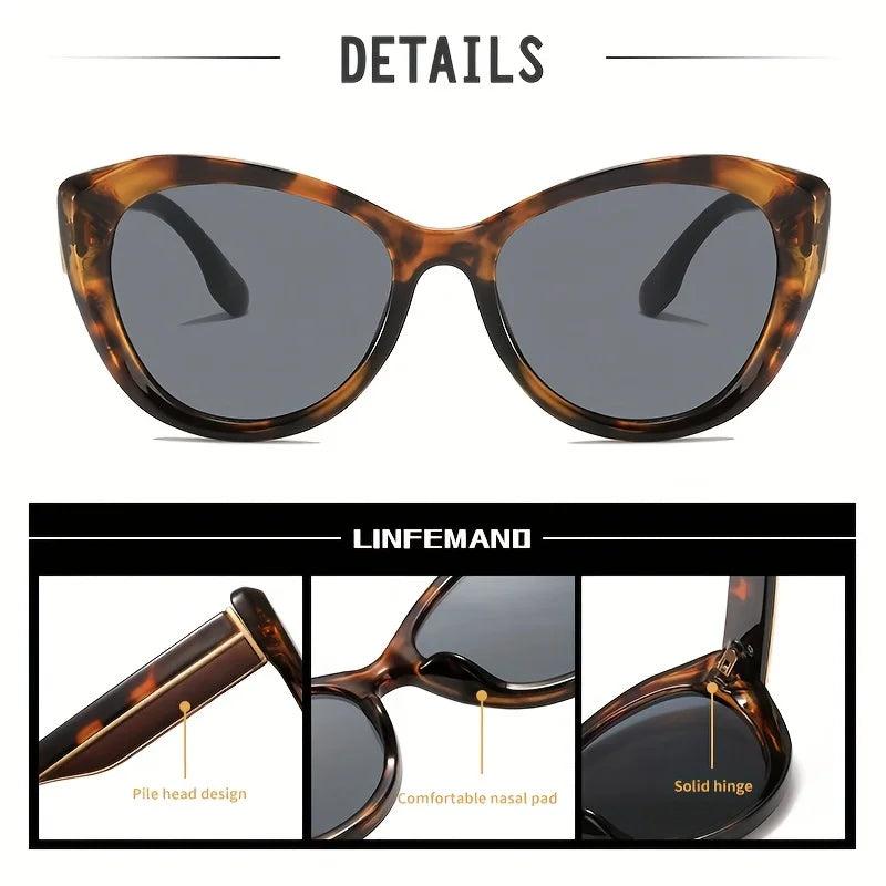 LINFEMAND Retro Cat Eye Sunglasses - Fashion UV400 Protection for Women