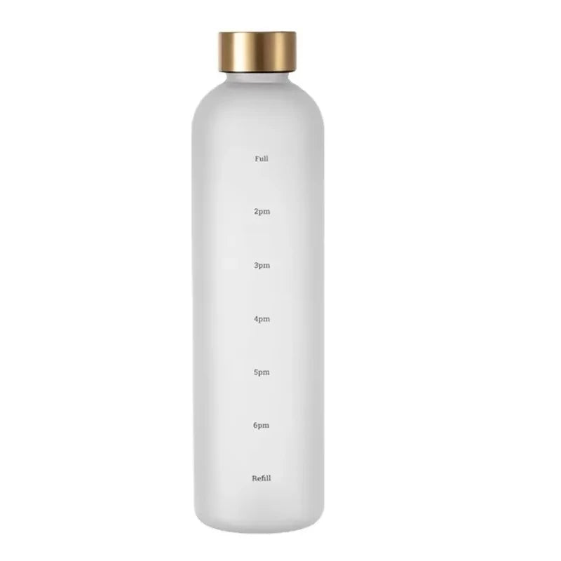 1 Liter Motivational Water Bottle with Time Markers - Sports Hydration Tracker