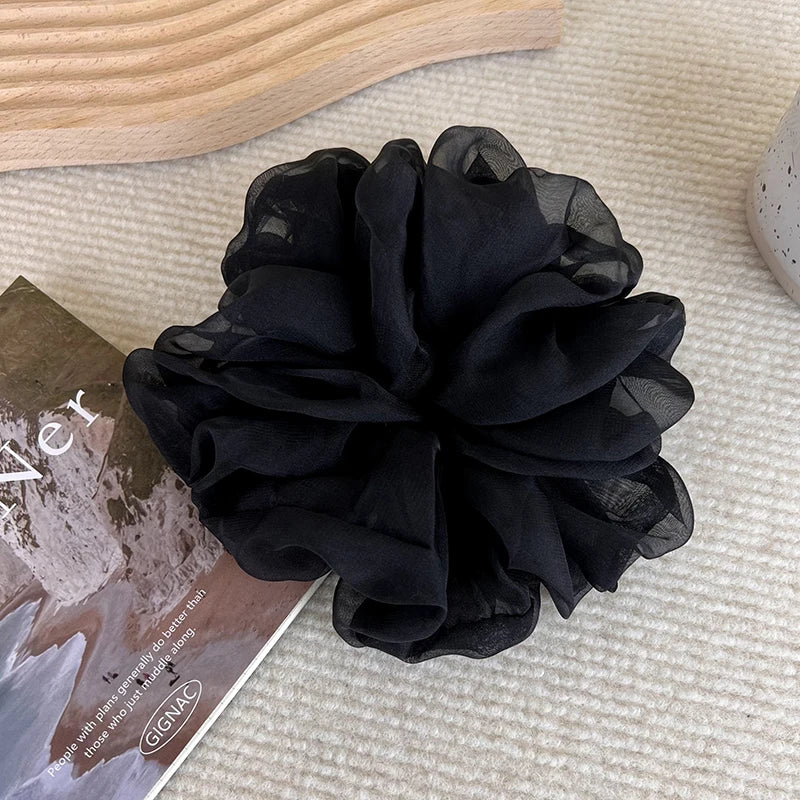 Soft Chiffon Pastel Hair Scrunchies - Romantic Ruffle Design Organza Hair Ties for Women