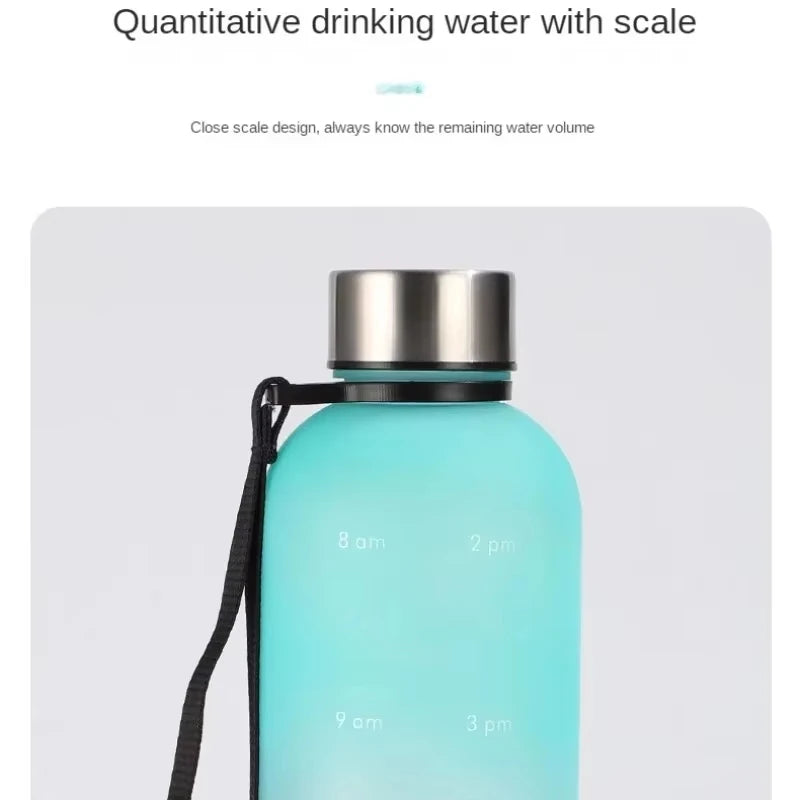 1 Liter Motivational Water Bottle with Time Markers - Sports Hydration Tracker
