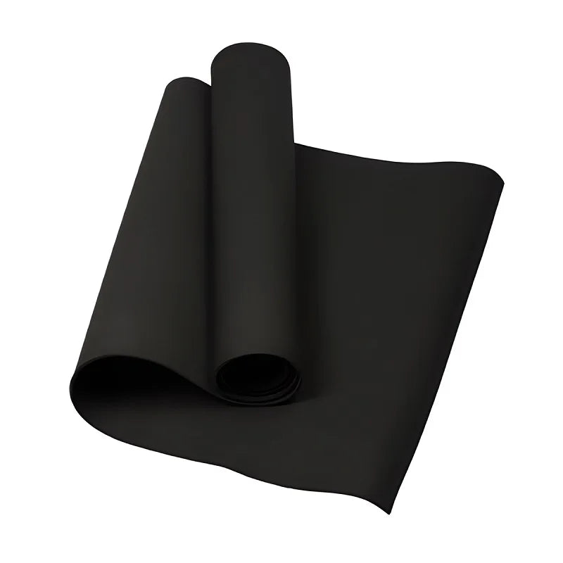 Black 4mm EVA yoga mat, folded rolled sheet with grip texture