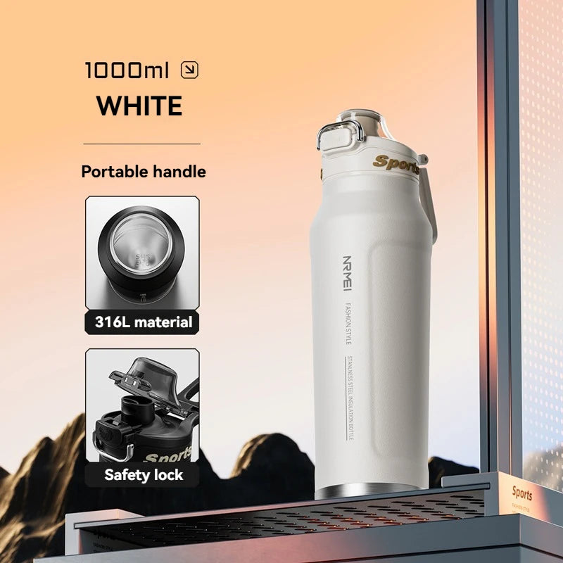1L Stainless Steel Insulated Bottle - 6-Layer Vacuum Flask for Hiking, Cycling & Fitness