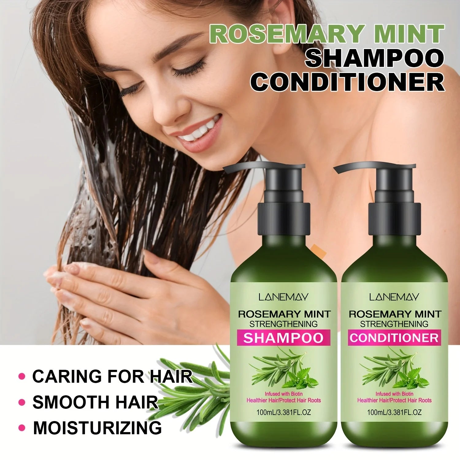 Rosemary Mint Strengthening Shampoo & Conditioner Set - Moisturizing Hair Treatment