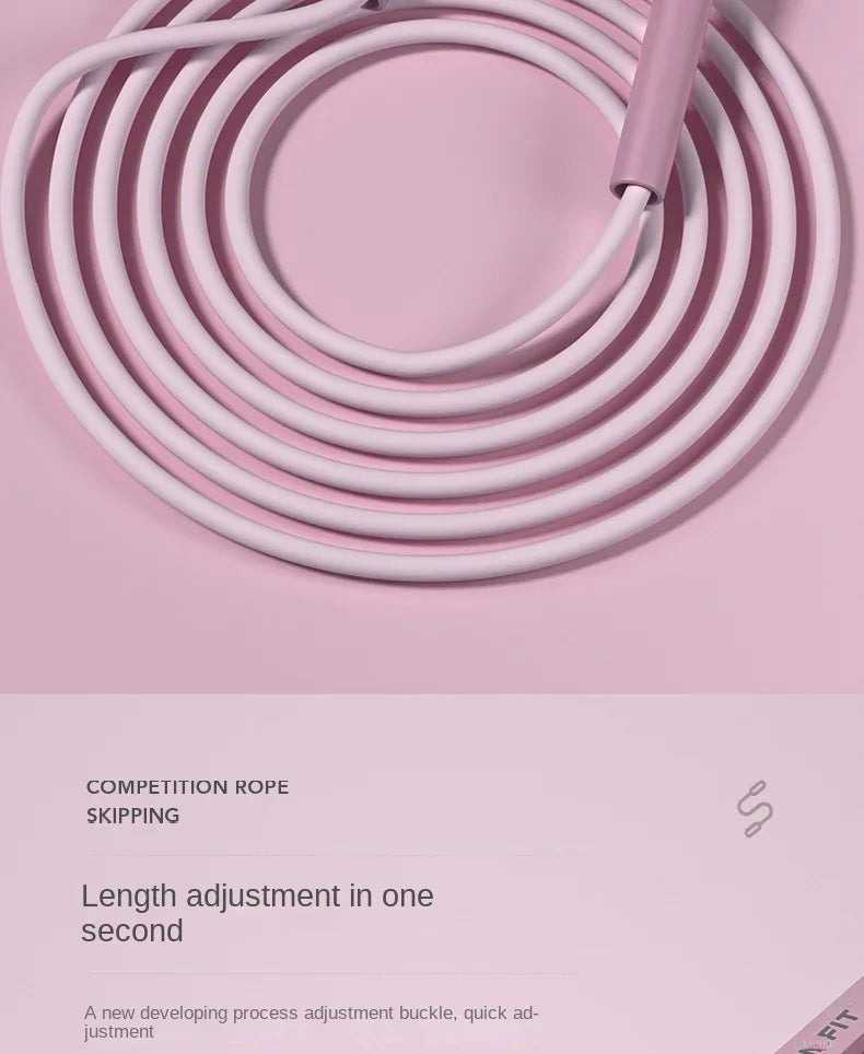 Coiled light purple jump rope cord looped in a circle