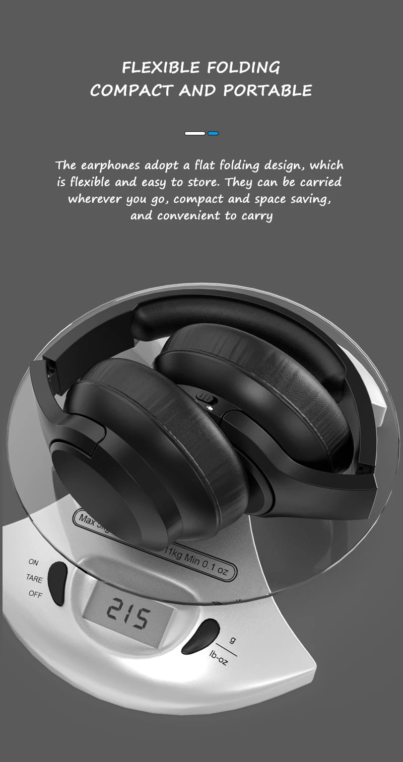 Foldable compact over-ear wireless headset with padded earcups