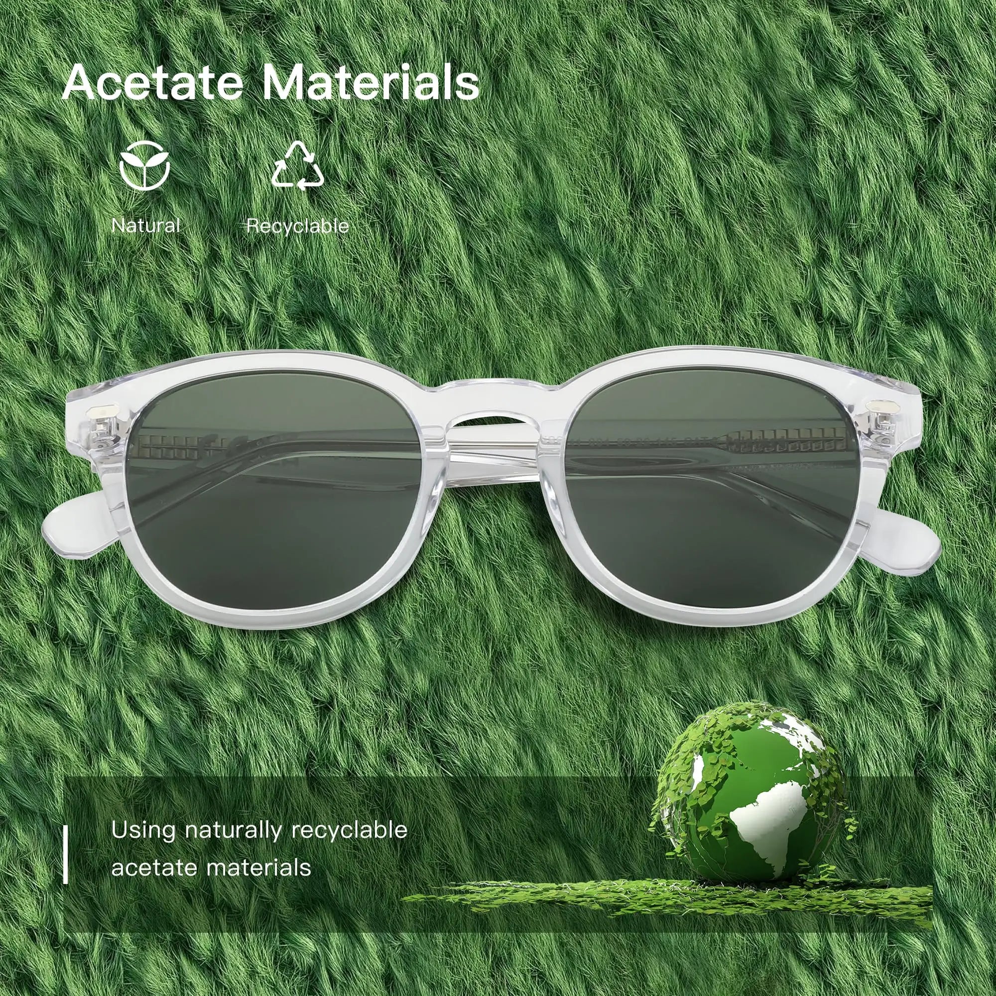 ZENOTTIC Round Polarized Sunglasses - Eco-Friendly Acetate Retro UV400 Protection