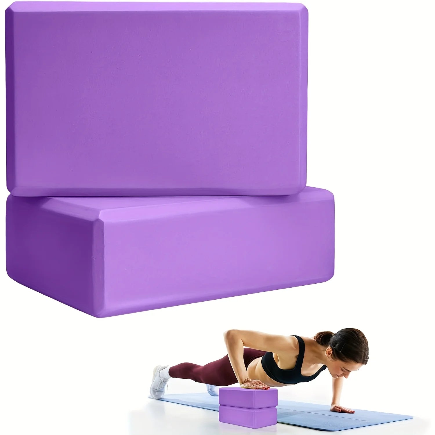 2-Piece High-Density Foam Yoga Blocks - Lightweight Supportive Yoga Gear for Women