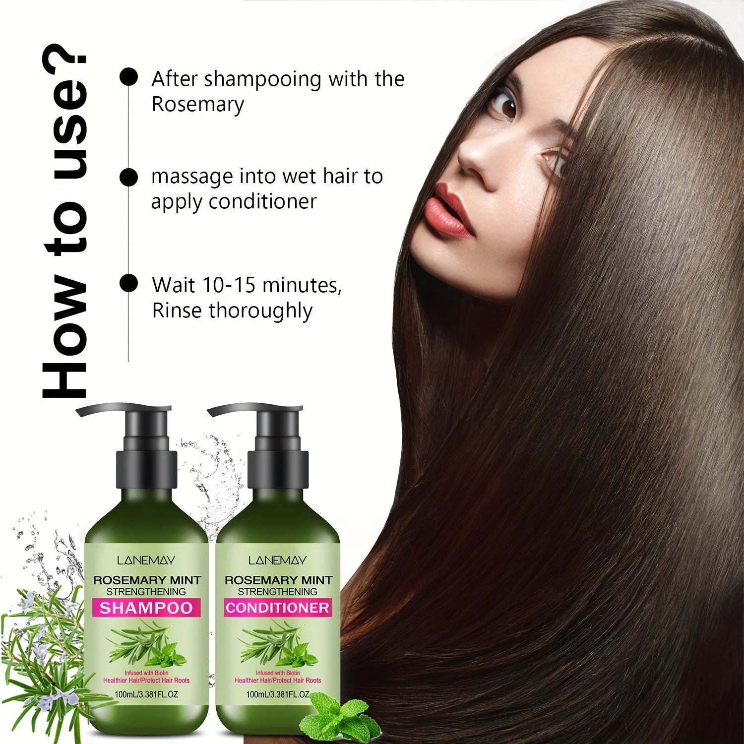 Rosemary Mint Strengthening Shampoo & Conditioner Set - Moisturizing Hair Treatment