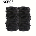 50/100pcs 3mm Black Small Elastic Hair Ties - Ponytail Holders for Thick & Curly Hair