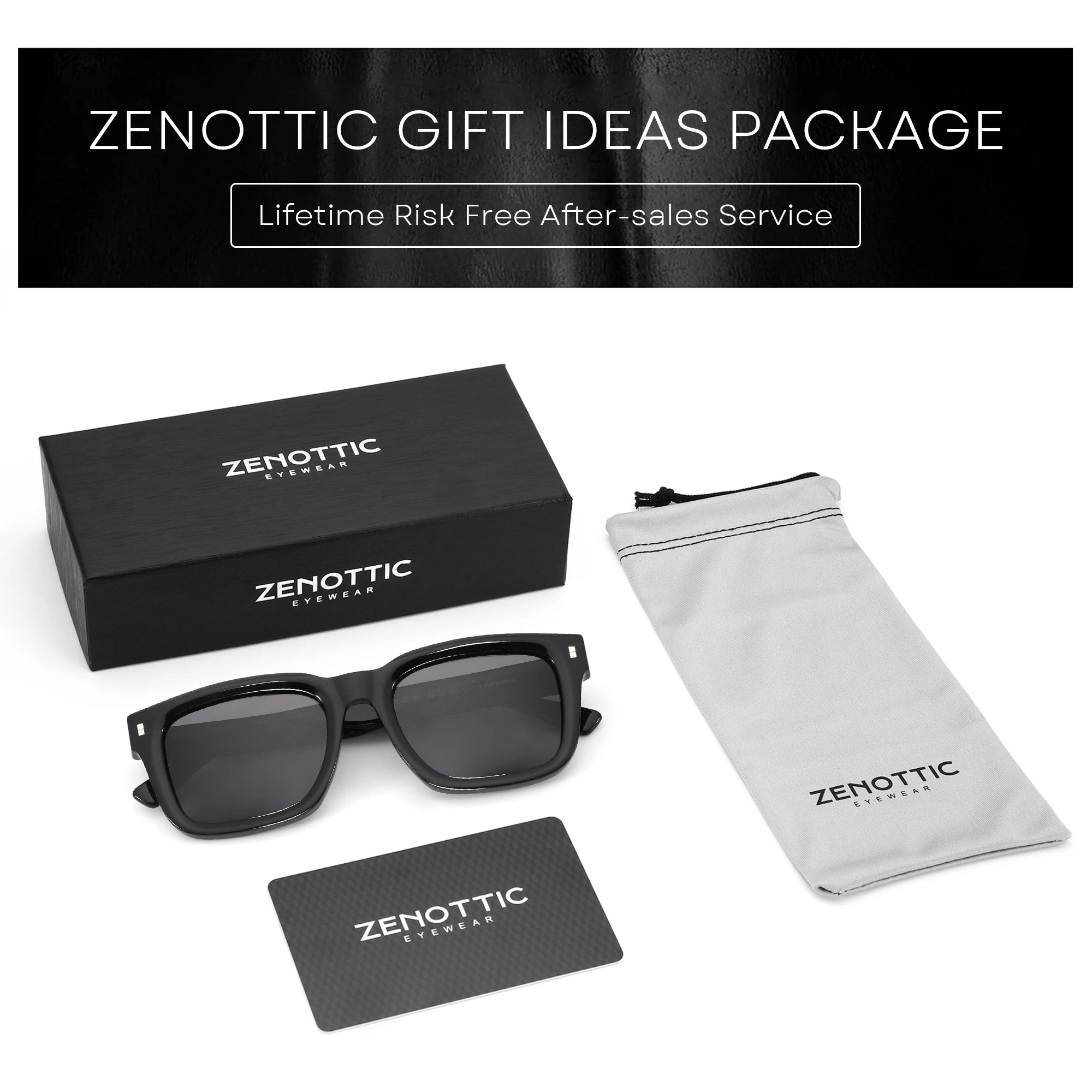 ZENOTTIC Handmade Classic Heavy Frame Square Polarized Sunglasses
