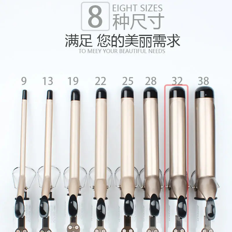 Professional Ceramic Hair Wave Curling Wand - LCD Display Curling Iron for Waves & Curls