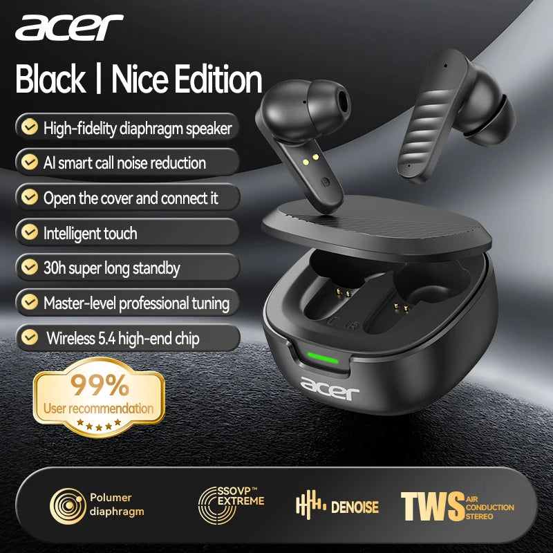 Acer Sport Wireless Earbuds - Bluetooth TWS with Active Noise Cancelling