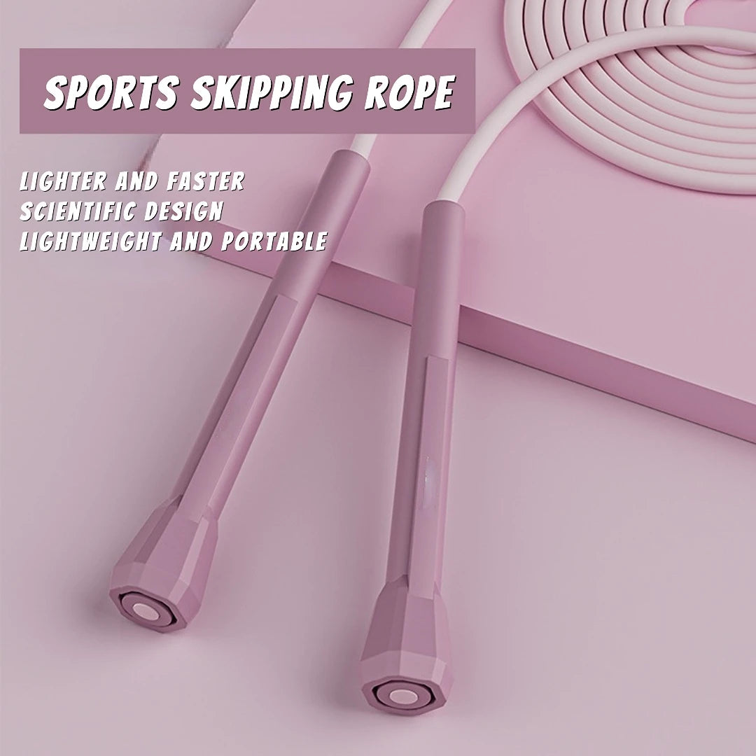 Light purple speed jump rope with two foam handles and coiled cable