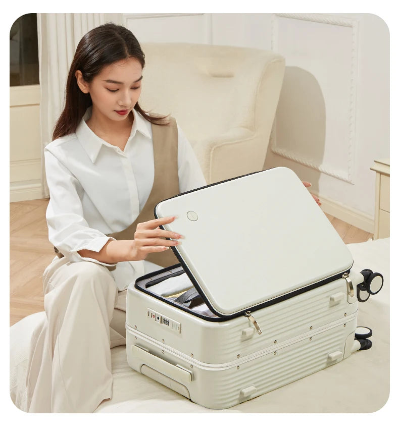 Mixi Aluminum Frame Carry-On Suitcase with USB Charging Port - 20/24 Inch Rolling Luggage