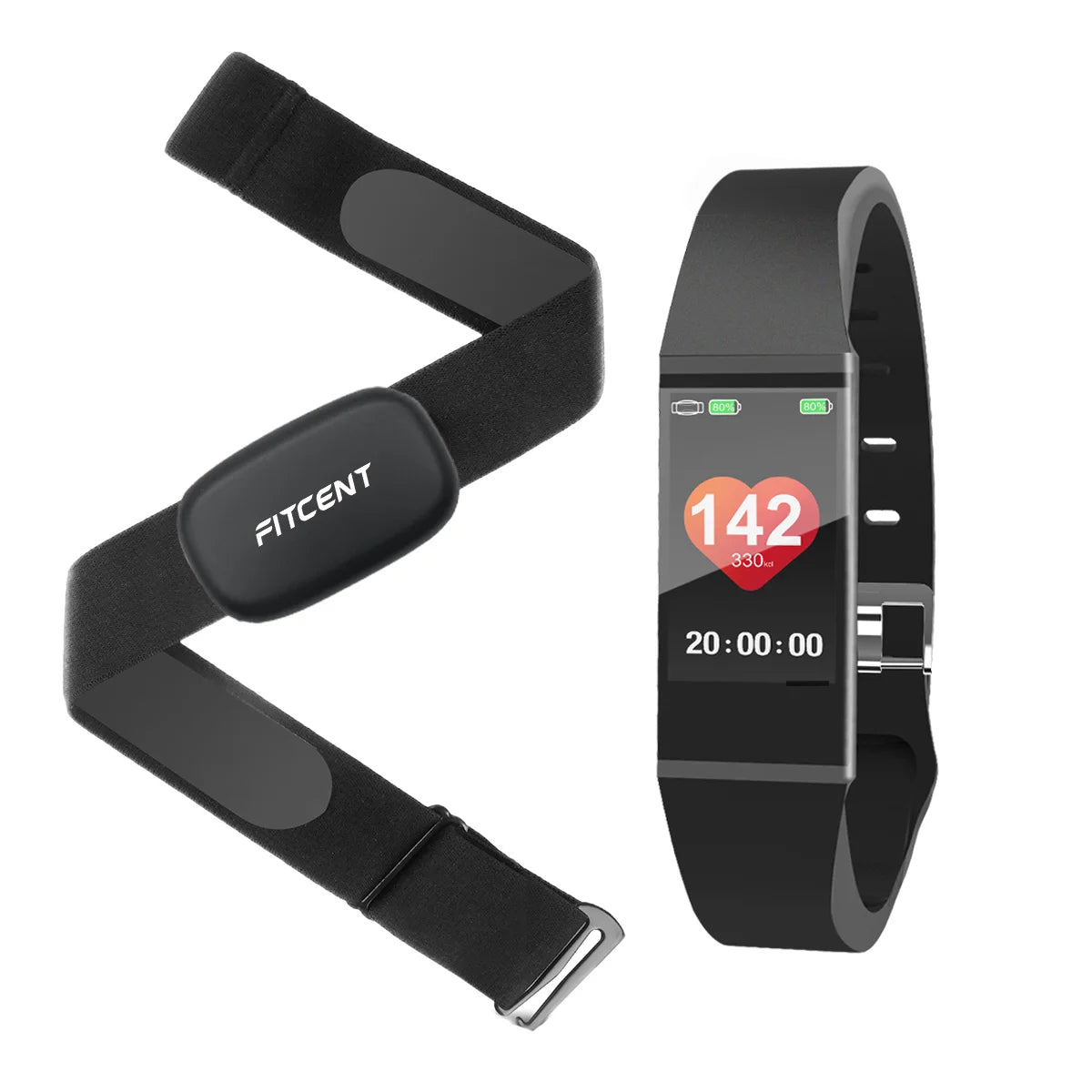 Heart Rate Monitoring Smart Watch and Chest Strap - ANT+ Bluetooth 5.3Khz HRM Fitness Tracker