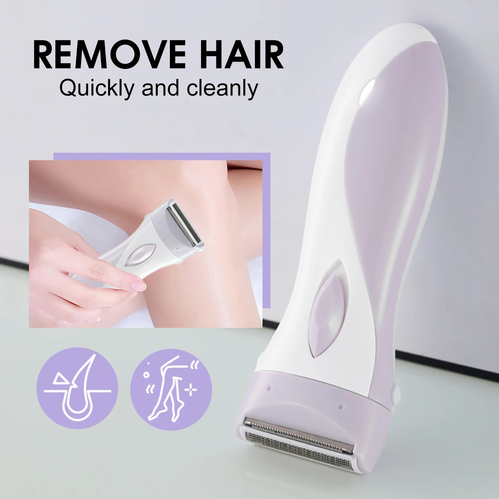 Rechargeable epilator for women with white handle and metal shaving head