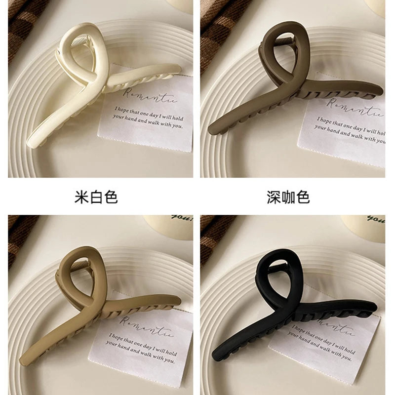 4-Piece Women's Hair Claw Clips - French Style Cross Matte Hairpins for Elegant Styling