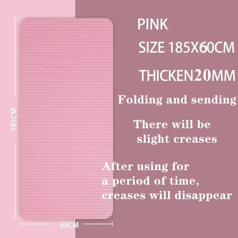 20mm Extra Thick NBR Yoga Mat - Large 185x61cm Non-Slip High-Intensity Workout Mat