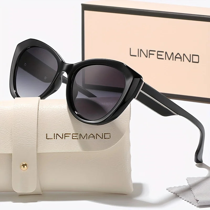 LINFEMAND Retro Cat Eye Sunglasses - Fashion UV400 Protection for Women