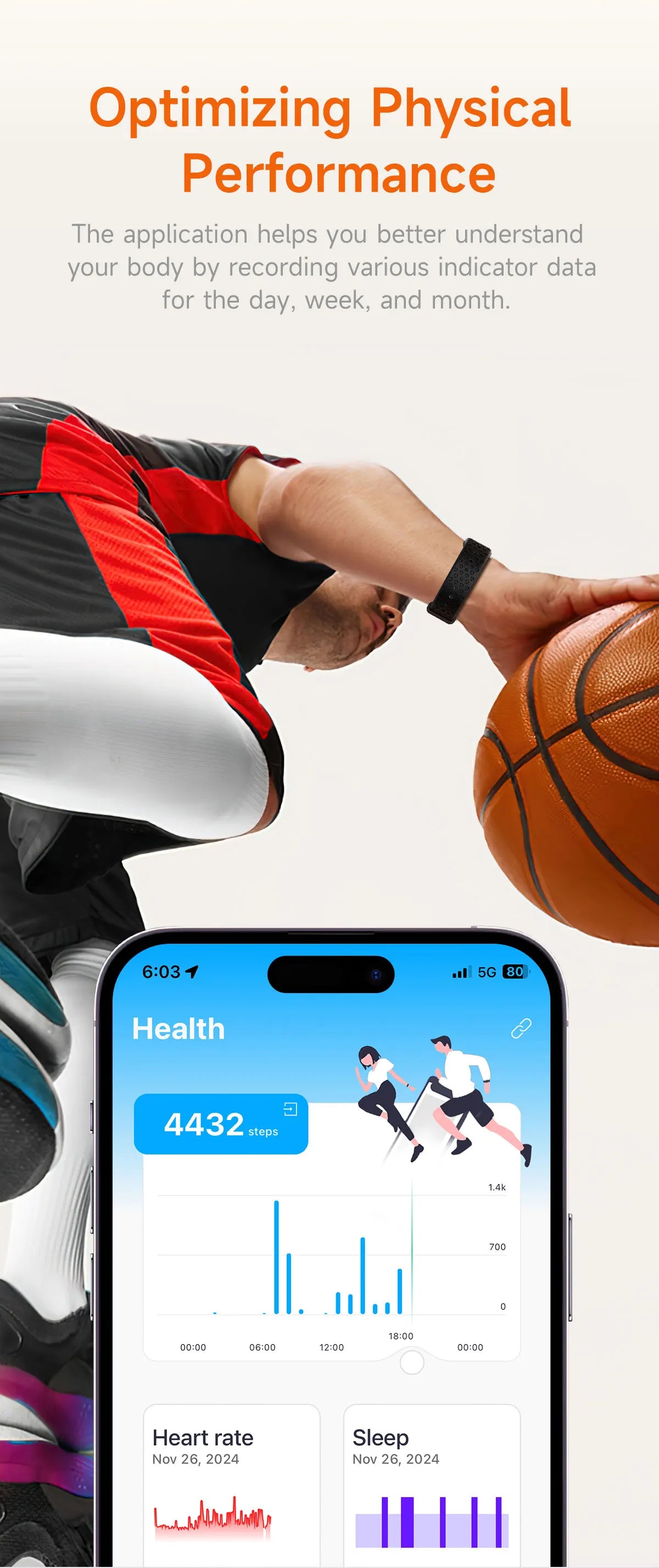 LIGE Smart Bracelet Heart Rate Health Sports Monitoring Wristband - NO Screen Fitness Tracker