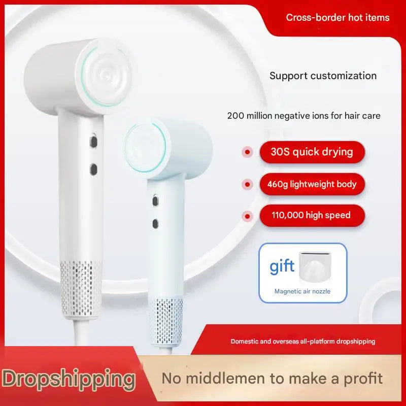 Professional Negative Ion Hair Dryer - Temperature Control with Hot & Cold Air for Powerful Gentle Care
