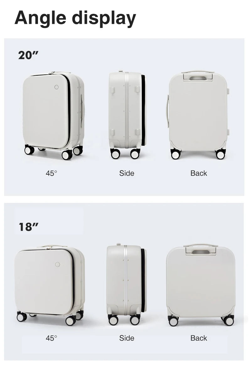 Mixi Aluminum Frame Carry-On Suitcase - 18/20/24 Inch Rolling Luggage with Hollow Wheel Design