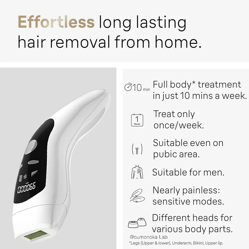 IPL Hair Removal Device - 999,999 Flashes Permanent Hair Removal Full Body Treatment