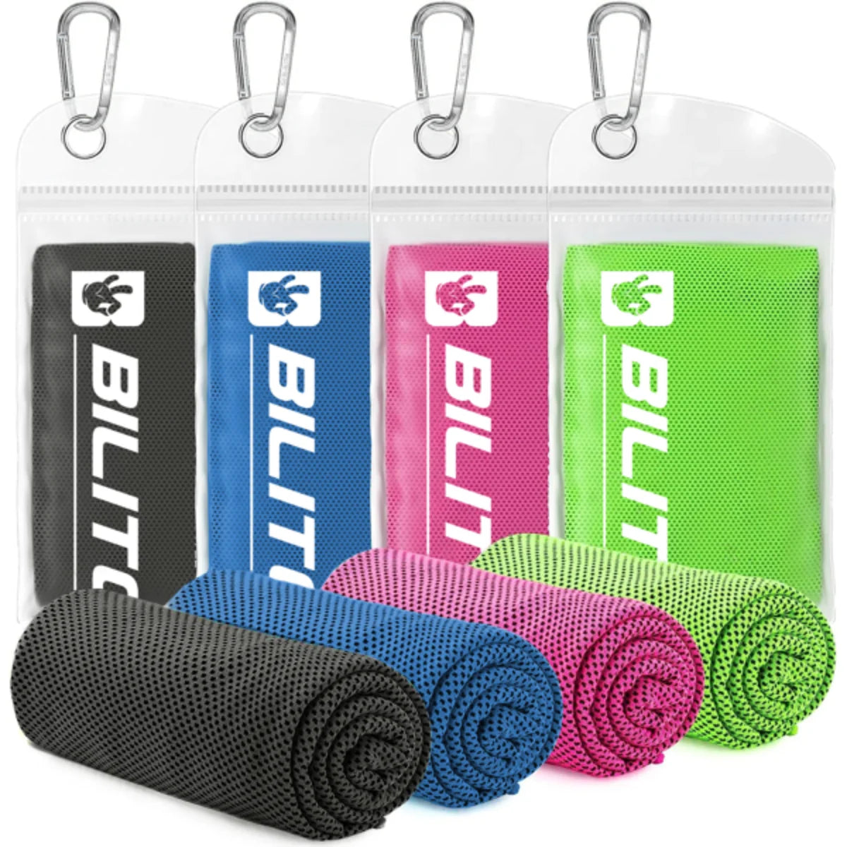 4-Pack Microfiber Ice Cooling Towels - Instant Cooling for Sports, Yoga & Gym