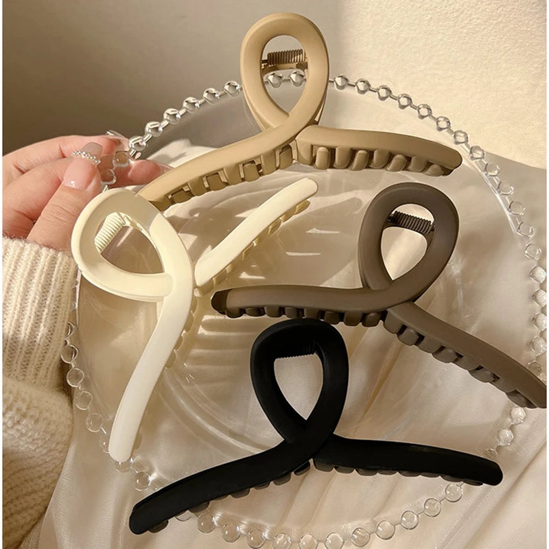 4-Piece Women's Hair Claw Clips - French Style Cross Matte Hairpins for Elegant Styling