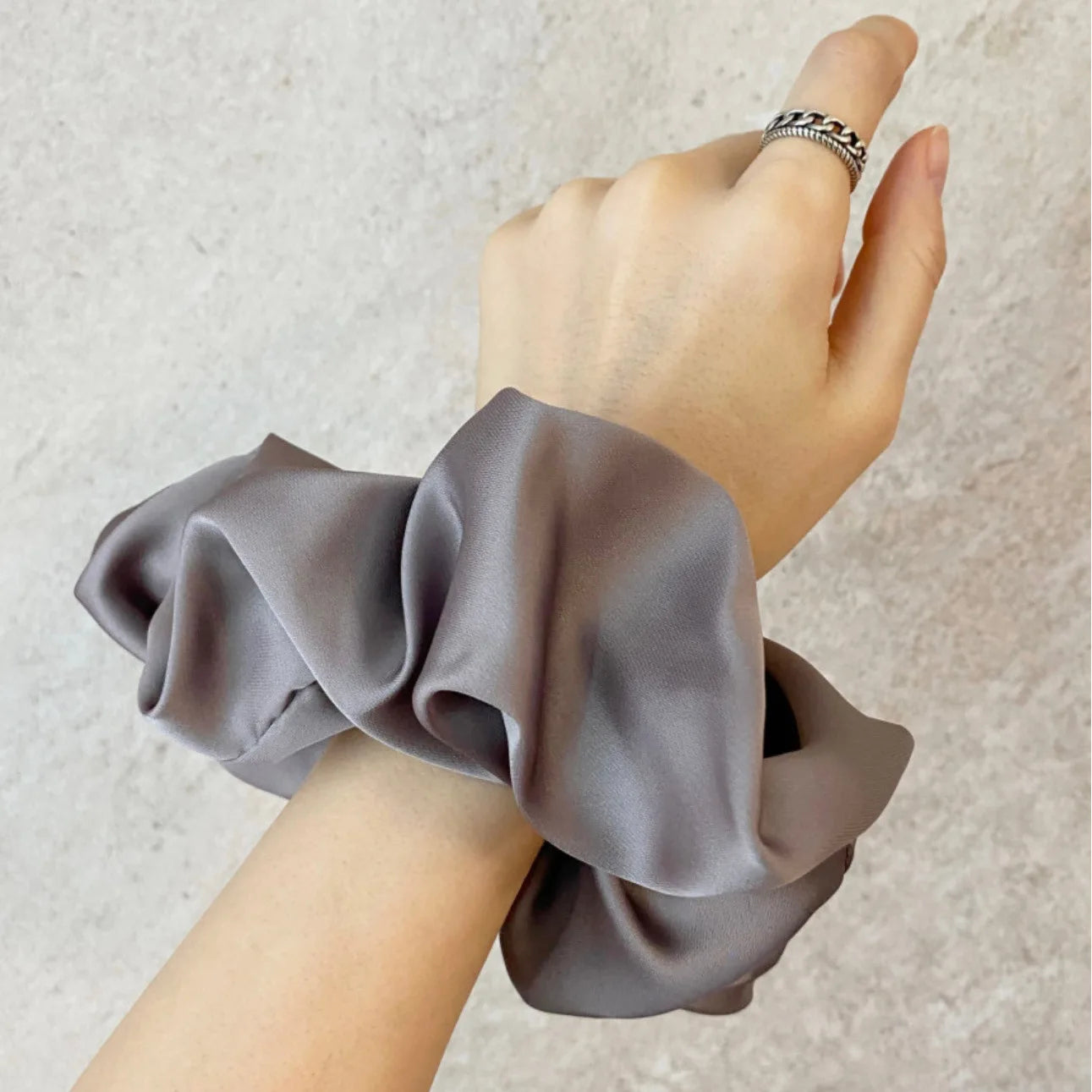 Fashion Oversized Silk Chiffon Scrunchies - Elastic Hair Ties for Women