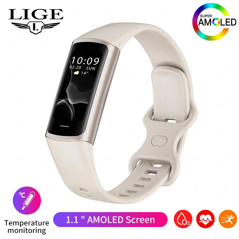 LIGE Fashion Smartwatch Temperature Blood Heart Oxygen Monitoring Bracelet