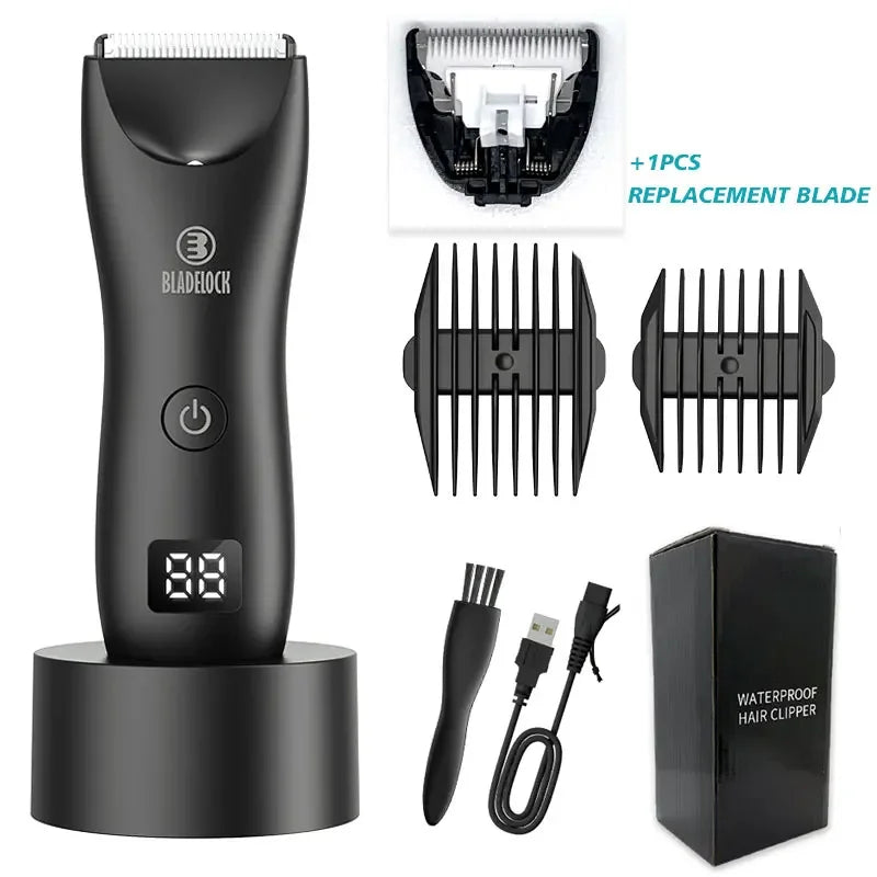 Men's Body Hair Trimmer - Electric Groin Trimmer for Sensitive Areas with Waterproof Safety Razor
