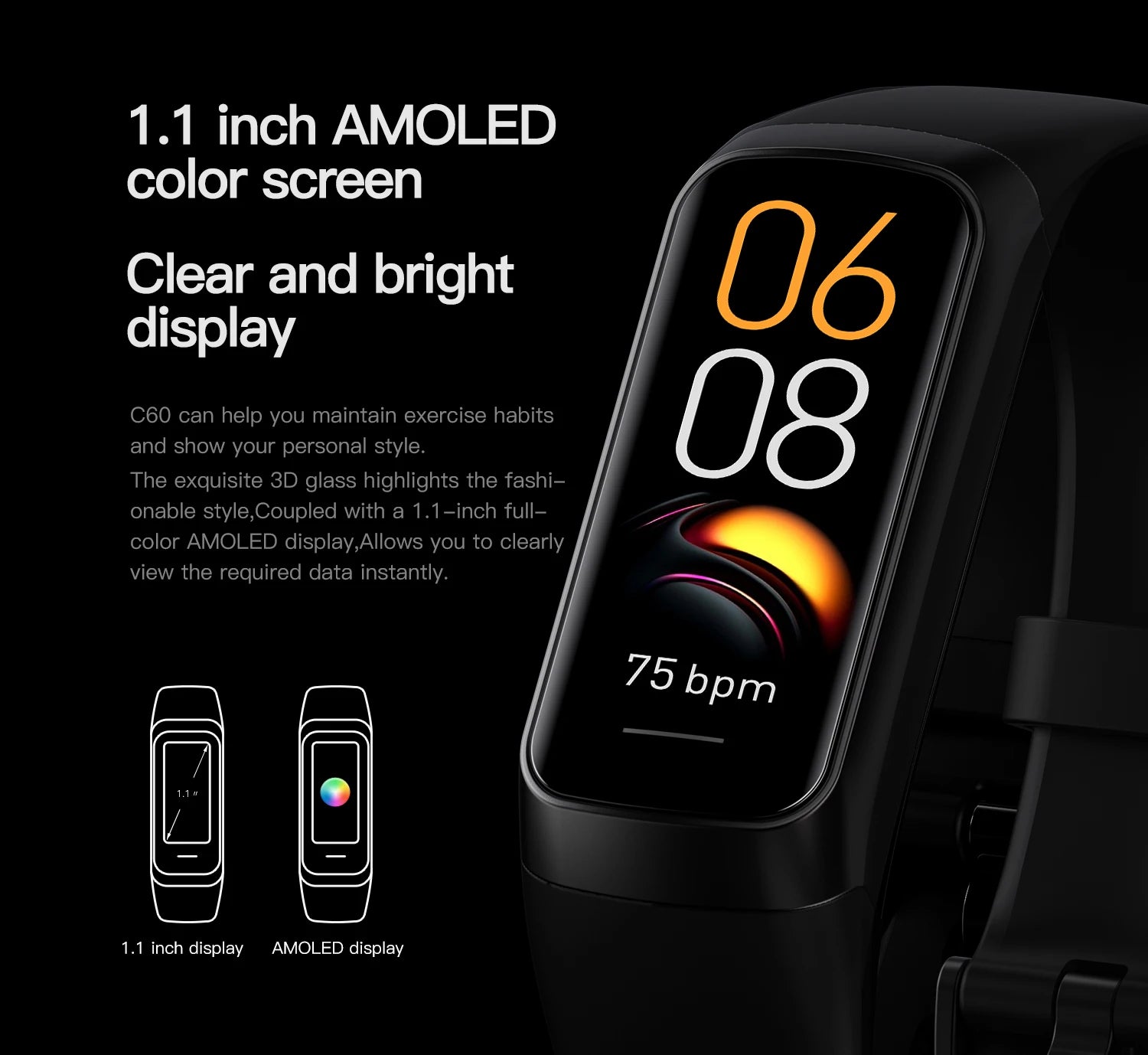 AMOLED Display Fitness Tracking Sports Watch