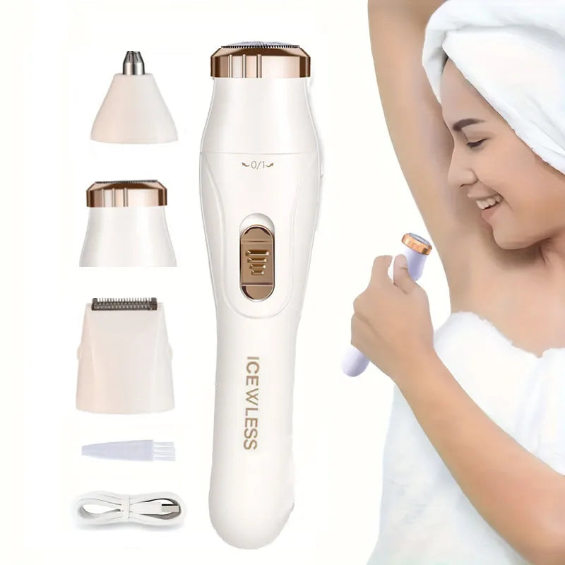 3-in-1 Electric Hair Removal Set - Portable Multi-Head Trimmer for Painless Body & Facial Hair Removal