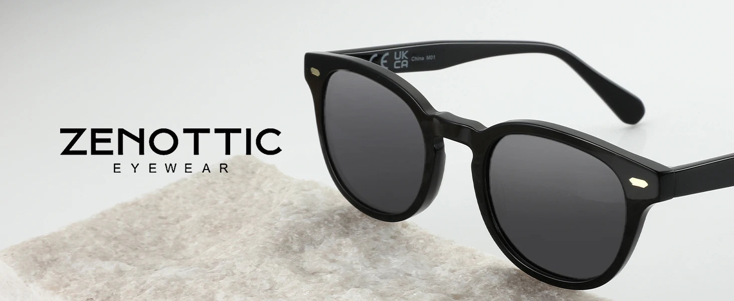 ZENOTTIC Round Polarized Sunglasses - Eco-Friendly Acetate Retro UV400 Protection