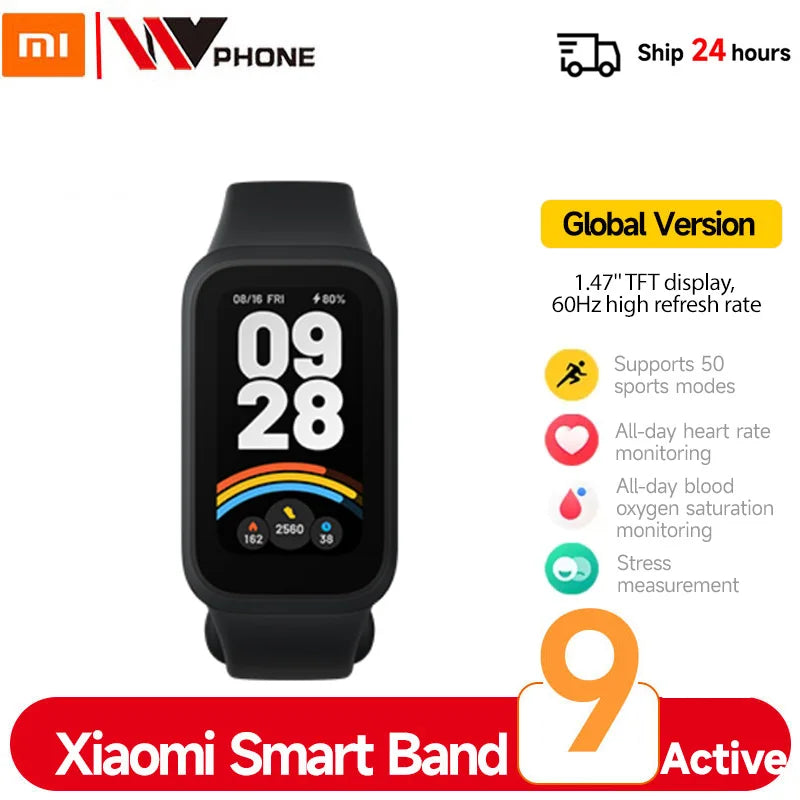 Smart Band 9 Active - 1.47" TFT Display with 18-Day Battery & 50 Fitness Modes