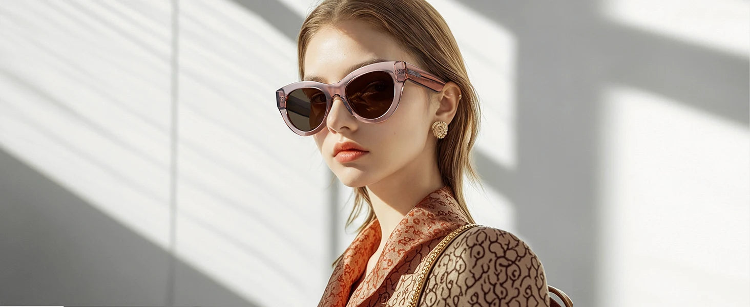 ZENOTTIC Fashion Retro Polarized Sunglasses - Cat Eye Acetate Frame UV Protection