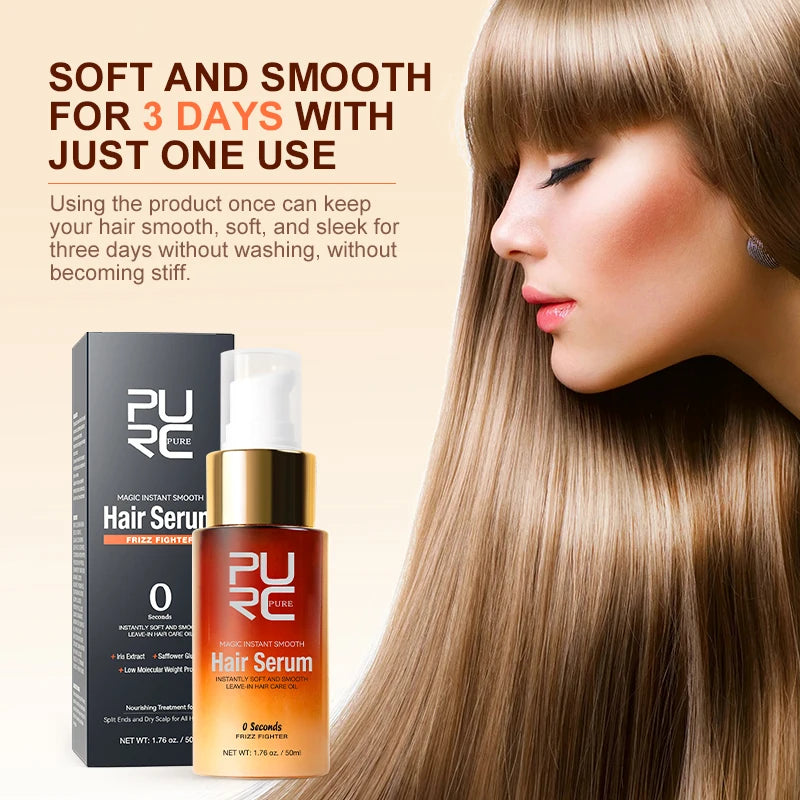 PURC Magic Instant Smooth Hair Serum - Nourishing Repair Leave-In Oil Anti-Frizz Treatment