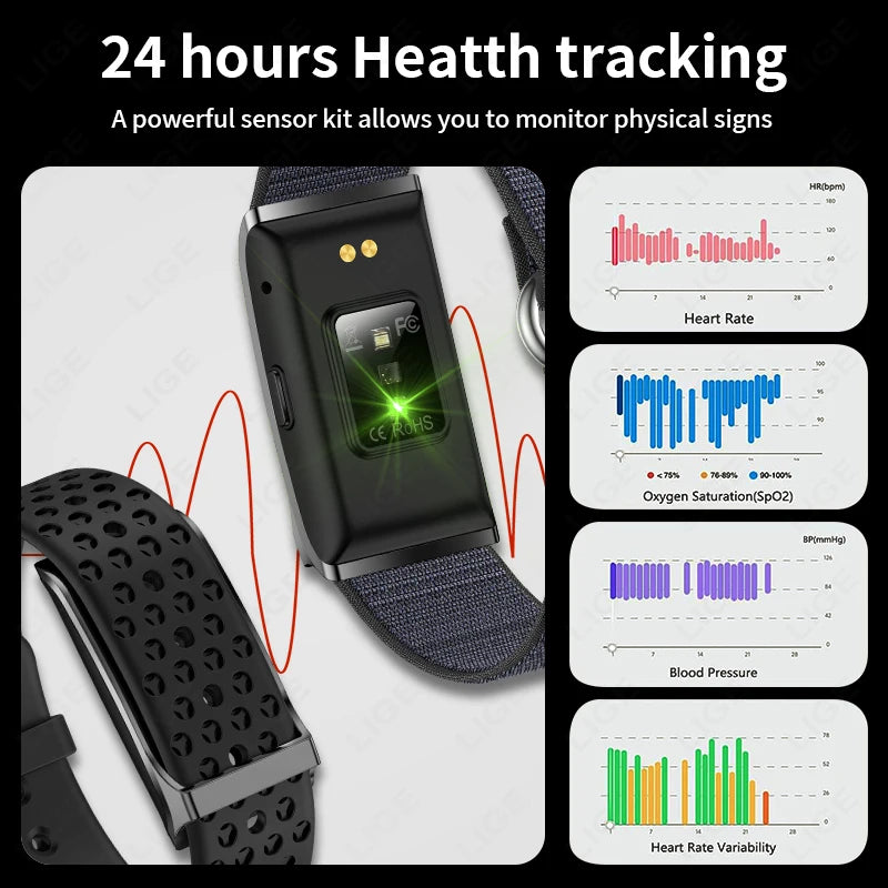 LIGE Smart Bracelet Heart Rate Health Sports Monitoring Wristband - NO Screen Fitness Tracker