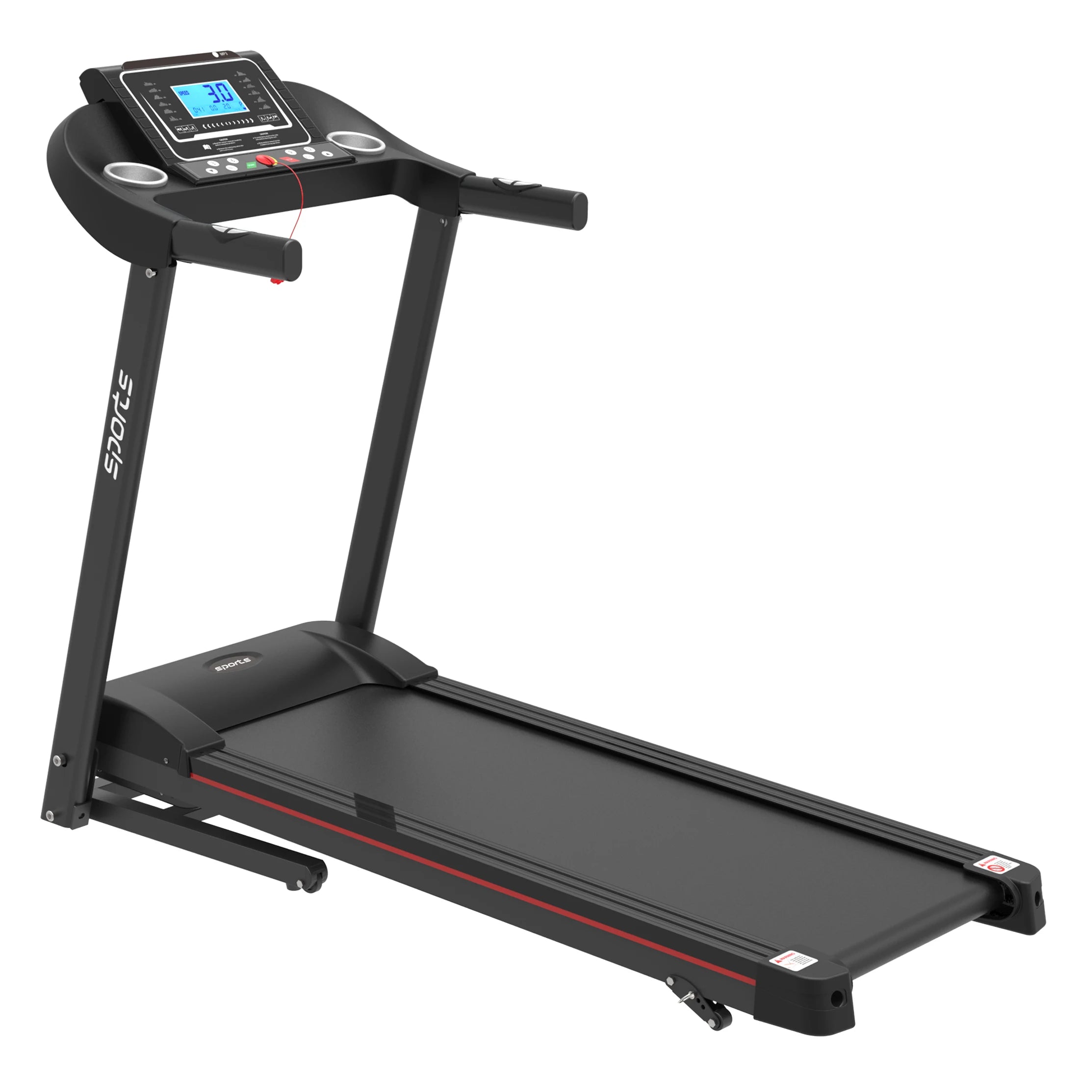 Folding Treadmill, Smart Motorized Treadmill with Manual Incline and Air Spring & MP3, Exercise Running Machine with 5" LCD