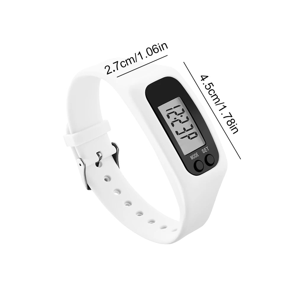 LED Pedometer Bracelet - Step Counter Watch with Calorie Tracker & 12/24H Display